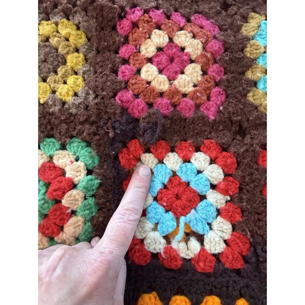Granny Square Afghan Crochet Handmade Blanket  Approx 50x59